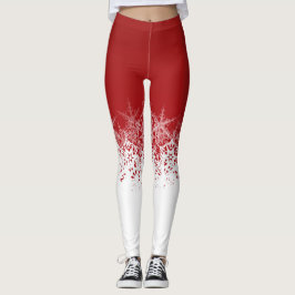 Leggings Rojo y blanco con copos de nieve
