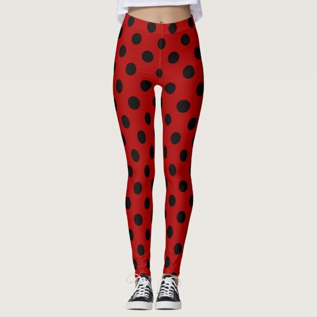 Leggings Rojo y negro - Diseño de puntos de Poke a (Anverso)