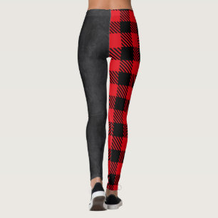 Leggings Rojo y negro luce denim negro