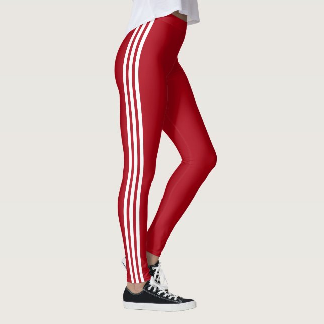 Leggings Rojos con Rayas Laterales Blancas - Elige (Derecha)
