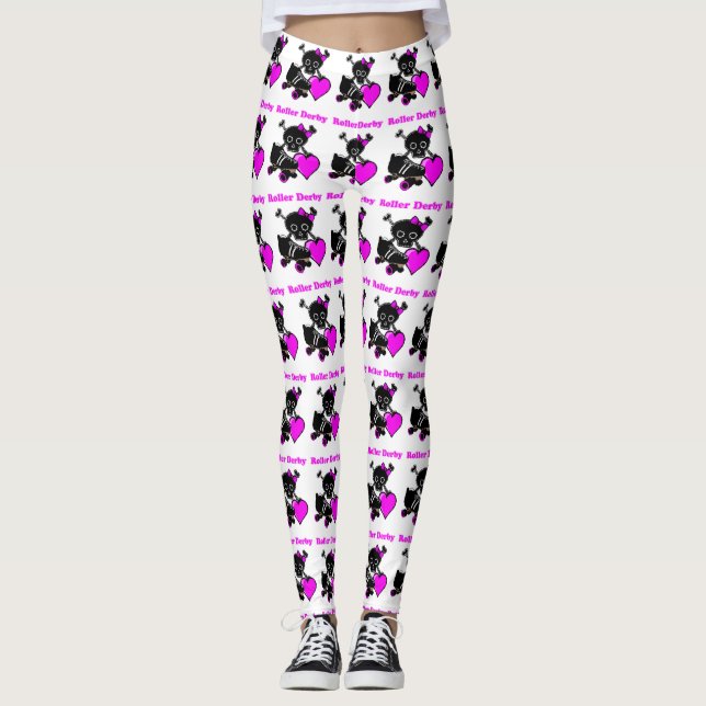Leggings Roller Derby Heart (Rosa) (Anverso)