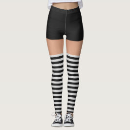 Leggings Roller Derby Name Black Shorped Striped Socks