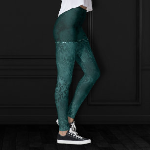 Leggings Romance Verde azulado de medianoche   Damasco de z