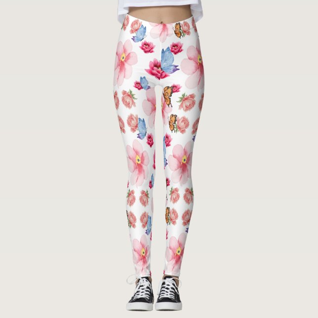 Leggings Romantic flowers in English cottage garden (Anverso)