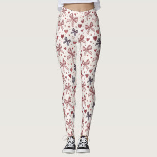 Leggings Románticas Vintage Bow & Heart