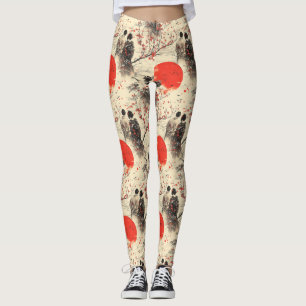 Leggings Romántico patrón de pareja de kimono de sakura (3)