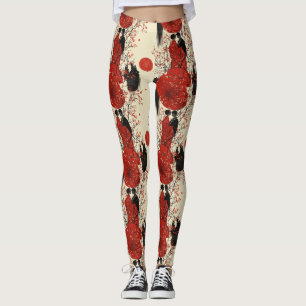 Leggings Romántico patrón de pareja de kimono de sakura (4)