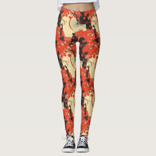 Leggings Romántico patrón de pareja de kimono de Sakura (5)
