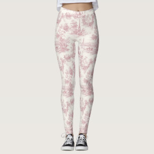 Leggings Romántico patrón de toile francés de color rosa (3