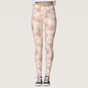 Leggings Romántico patrón de toile francés de color rosa ca