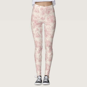 Leggings Romántico patrón de toile francés de color rosa ca