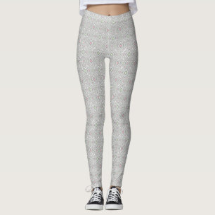 Leggings Rombos grises, verdes y rosados sobre un blanco
