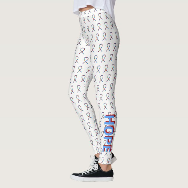 Leggings Rompecabezas ASD Autism Awareness Ribbon Personali (Izquierda)