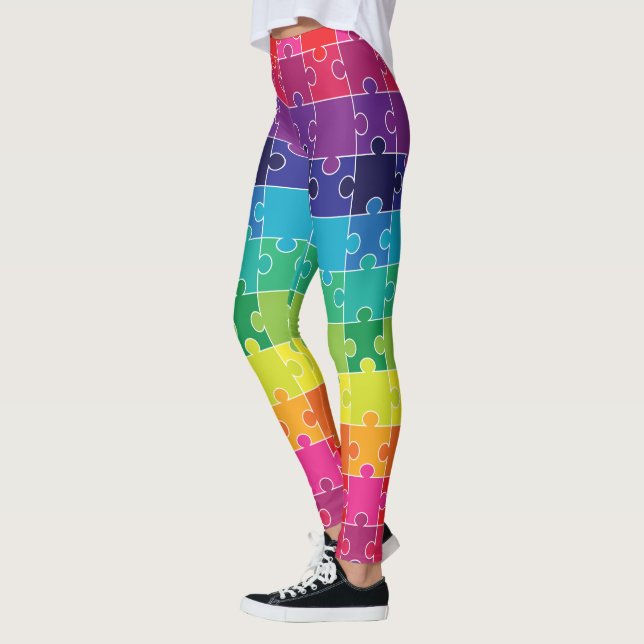 Leggings Rompecabezas de Piezas de Arcoíris de Conciencia d (Izquierda)