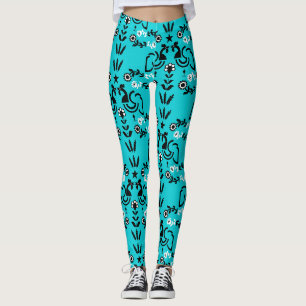 Leggings Rooster Cockerel Arte Popular Nórdico Escandinavo