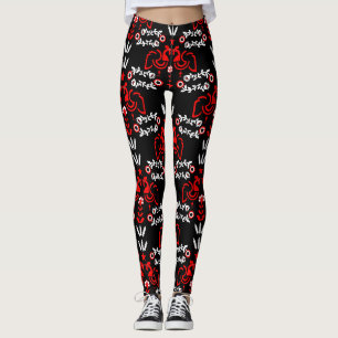 Leggings Rooster Cockerel Arte Popular Nórdico Escandinavo