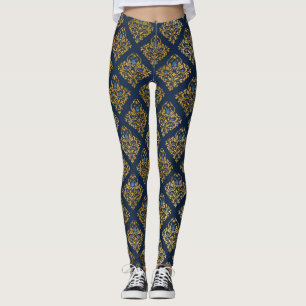 Leggings Ropa activa de las luces de patrón NAVY GOLD
