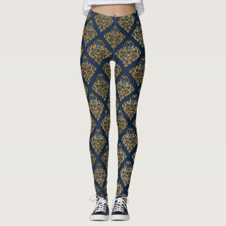 Leggings Ropa activa de las piernas del patrón de ORO NAVY