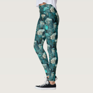 Leggings Ropa Activa Verde Azul Inspirada en Lirios de Call