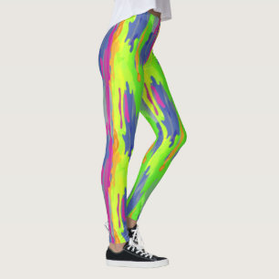 Leggings Ropa de activación del patrón vertical Neon Rain