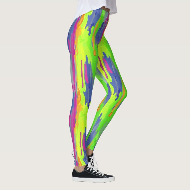 Leggings Ropa de activación del patrón vertical Neon Rainbo (Derecha)