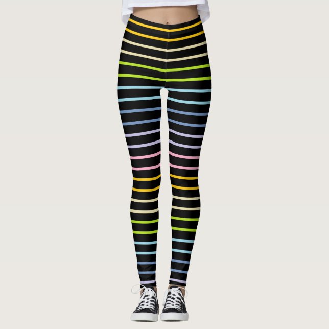 Leggings Ropa de arcoiris pastoral negra (Anverso)