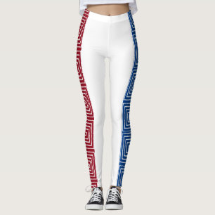 Leggings Ropa de barro africana de color blanco y azul de M