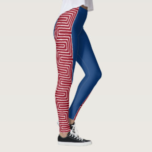 Leggings Ropa de barro africana de color blanco y azul de M