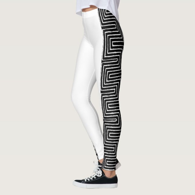 Leggings Ropa de barro africana de Maze blanco y negro (Izquierda)