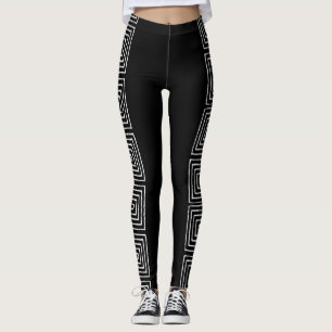 Leggings Ropa de barro africana de Maze blanco y negro