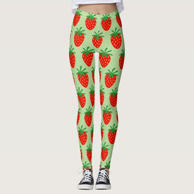 Leggings Ropa de fresa roja curada personalizado de leggmen (Anverso)