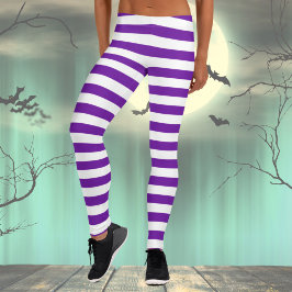 Leggings Ropa de Halloween con rayas moradas y blancas