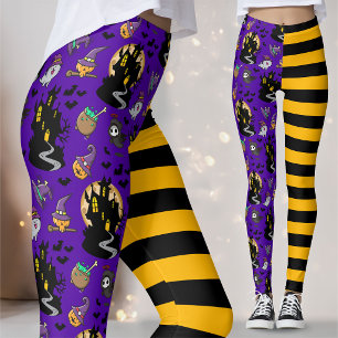 Leggings Ropa de Halloween de la casa de bruja morada de co
