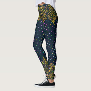 Leggings Ropa de oro y patrón de polkadots coloridos