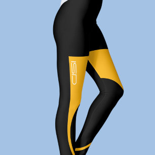 Leggings Ropa deportiva negra amarilla ISD retro