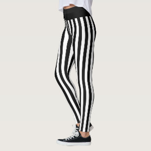 Leggings Ropa vertical de franja negra y blanca para Hallow