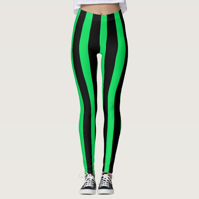 Leggings Ropa vertical negra y verde para Halloween (Anverso)
