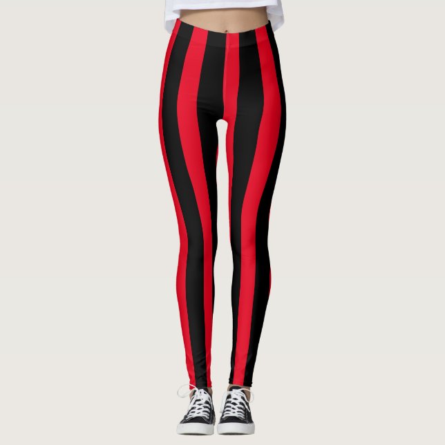 Leggings Ropa vertical roja y negra para disfraz de Hallowe (Anverso)