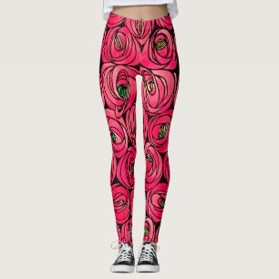 Leggings Rosa Art Nouveau Rennie Macintosh Graphic