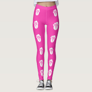 Leggings Rosa blanca sobre patrón rosa