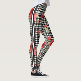 Leggings Rosa blanco negro divertido Trellis diseño con ban