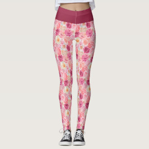 Leggings Rosa Blanco Rosado Magenta Floral Flores Femenino