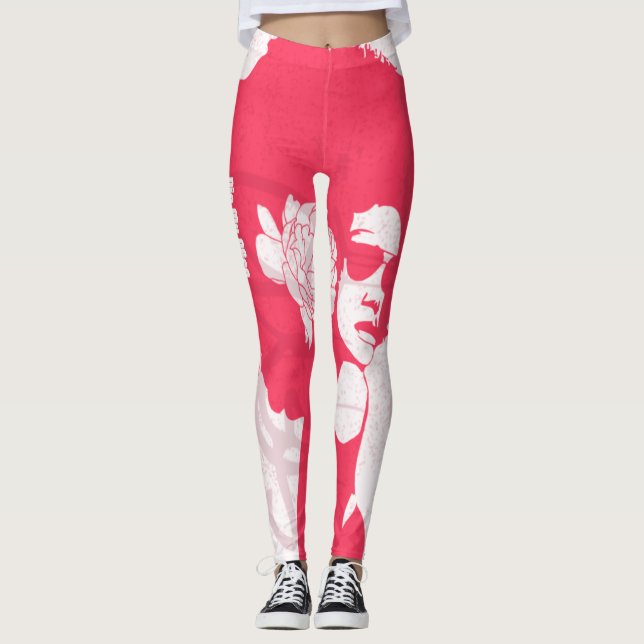Leggings Rosa, blanco y graffiti afro (Anverso)