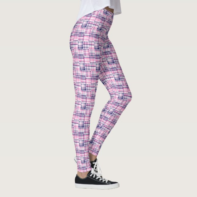 Leggings Rosa Brillante Azul Marinos de Madras Estilo Parch (Derecha)
