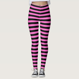 Leggings Rosa brillante caliente y rayas negras