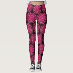 Leggings Rosa brillante con piernas de diseño de Mandala am