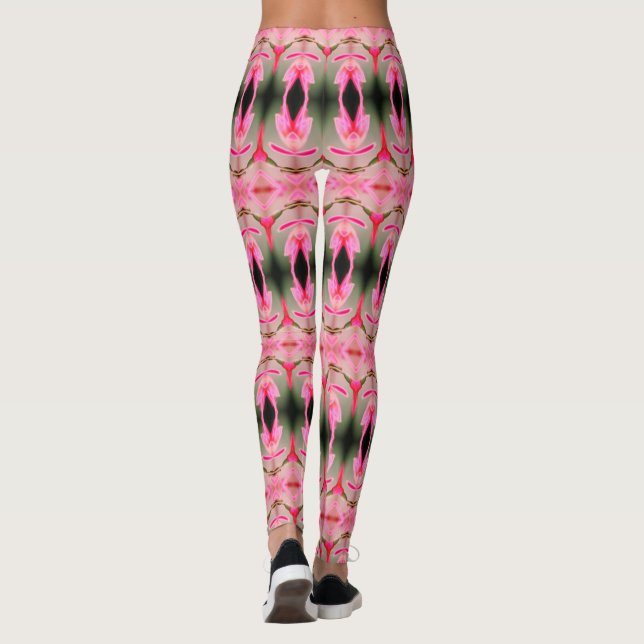 Leggings Rosa brillante y damas verdes forestales (Reverso)