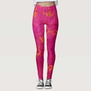 Leggings Rosa Caliente Brillo Dorado Femenino Brillante Chi