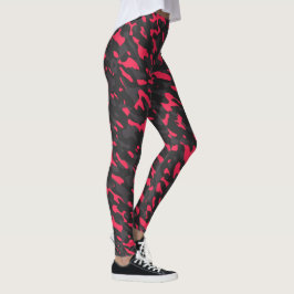 Leggings Rosa caliente Negro Camuflaje púrpura abstracto