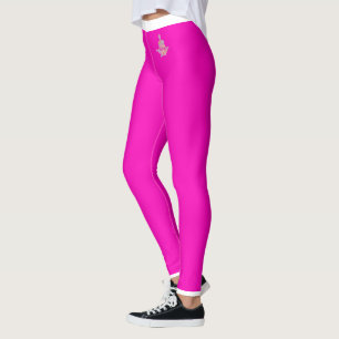 Leggings Rosa caliente, negro y blanco